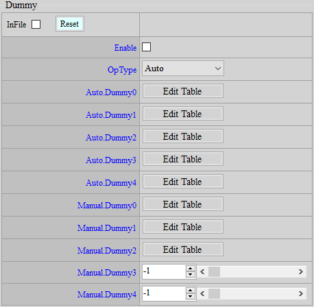 Dummy Adjustment Interface