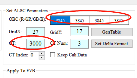 Set OBC and Color Temperature Parameters