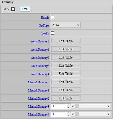 Dummy Adjustment Interface