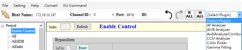 Drop-Down Menu of Plugins
