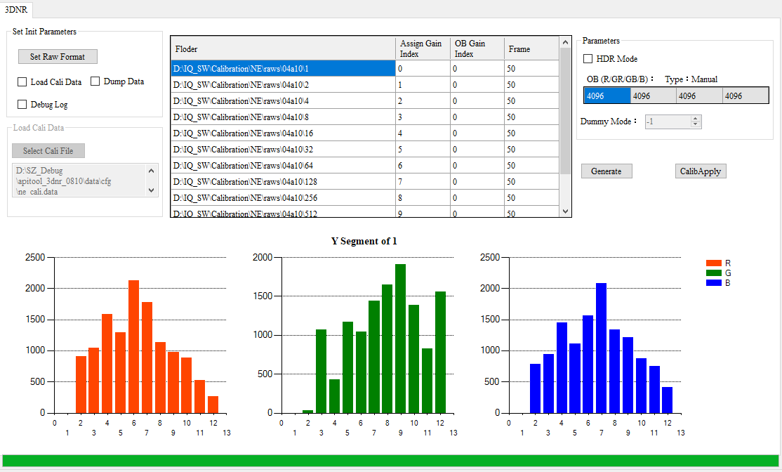 3DNR Calibration Interface after Calibration Completed