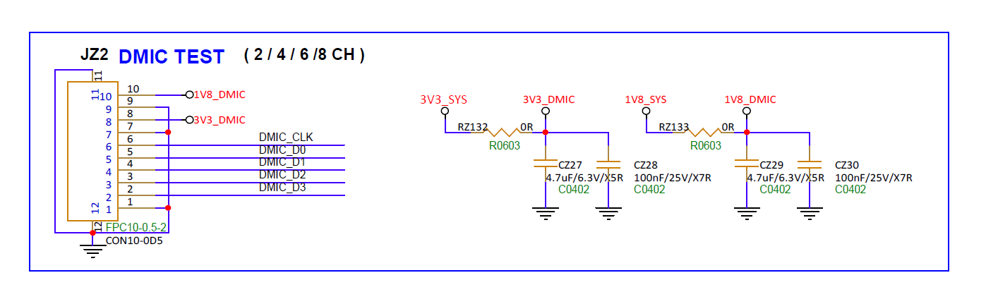 Audio (DMIC/amplifier) schematic